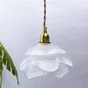 Romantic French Petal Glass Chandelier - Japanese Brass Bar Counter, B&B Living Room, American Retro Bedroom, Bedside Hanging Lamp