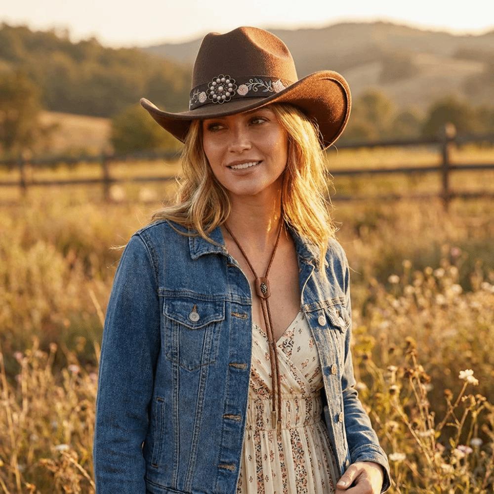 Soft Felt Western Cowboy Hat Wide Brim Sun Hat Vintage Fedora Hat  Daily