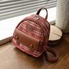 Korean Version of Fashion Portable Small Bag Women 2025 New Canvas Plaid Backpack Retro Premium Casual Backpack