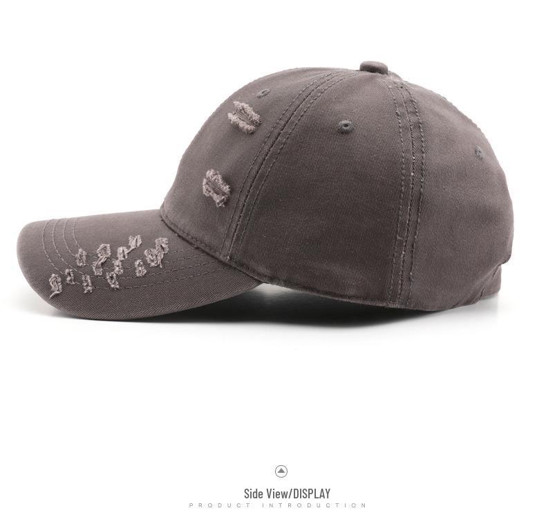 Unisex Trendy Ripped Baseball Cap: Solid Color, Washed, Sunscreen Sun Visor