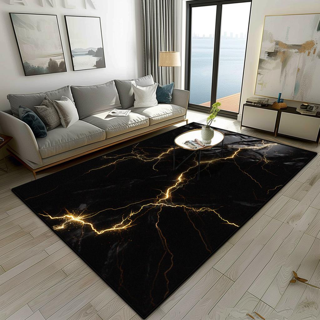 Modern Marble Style Living Room Carpet Luxury Decoration Bedroom Bedside Fluffy Soft Rug Easy Clean Sofa Tables Non-slip Mat
