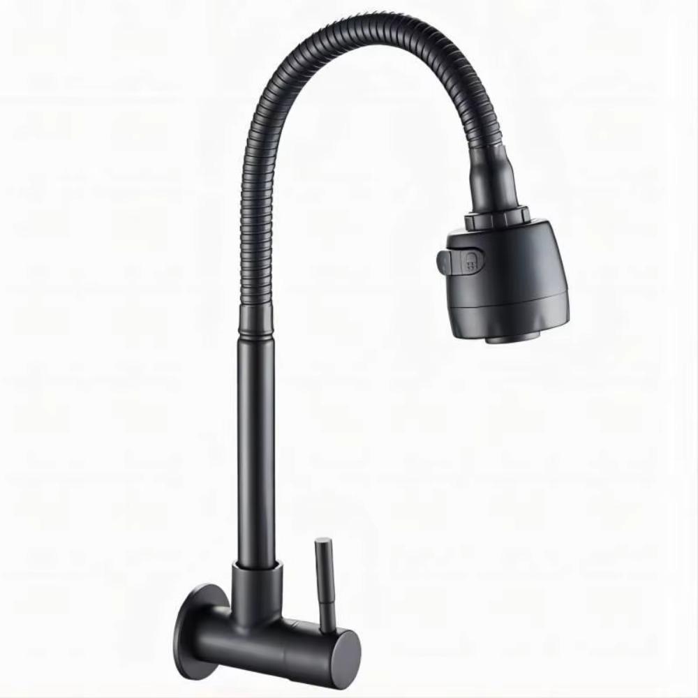 

Rotatable Flexible Hose Kitchen Faucet Stainless Steel Sink Faucet Single Cold Water Tap Bathroom чёрный