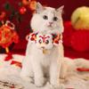 Chinese Style Spring Festival Lion Dance Cat Tie Handmade Adjustable New Year Pet Collar Blessing Warm Cat Knitting Scarf Puppy