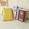 Portable PU Leather Passport Holder Hanging Rope Letter Certificate Storage Bag Card Case Airplane Check-in Storage Card Bag