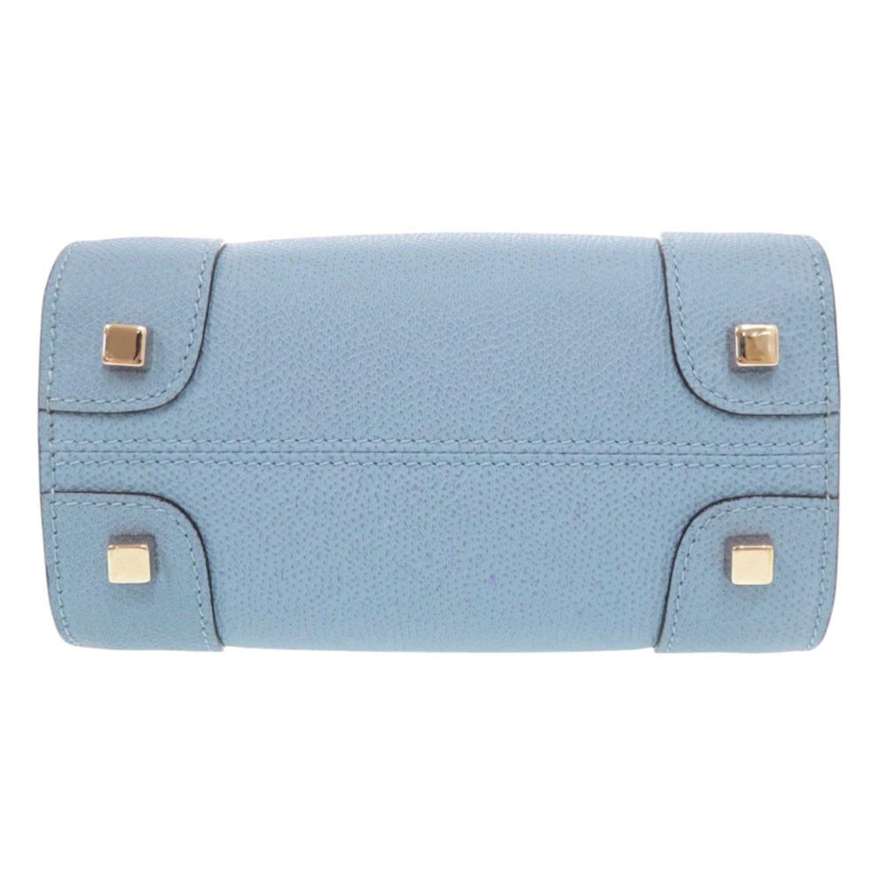 Used AUTHENTIC Valextra V5L30 2WAY Babila Micro Hand Bag blue Leather