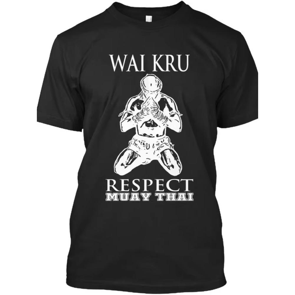 

Футболка Wai Kru Ceremony Respect Muay Thai, новая, 100% хлопок, короткий рукав, O-образный вырез, повседневная мужская футболка XXXL чёрный
