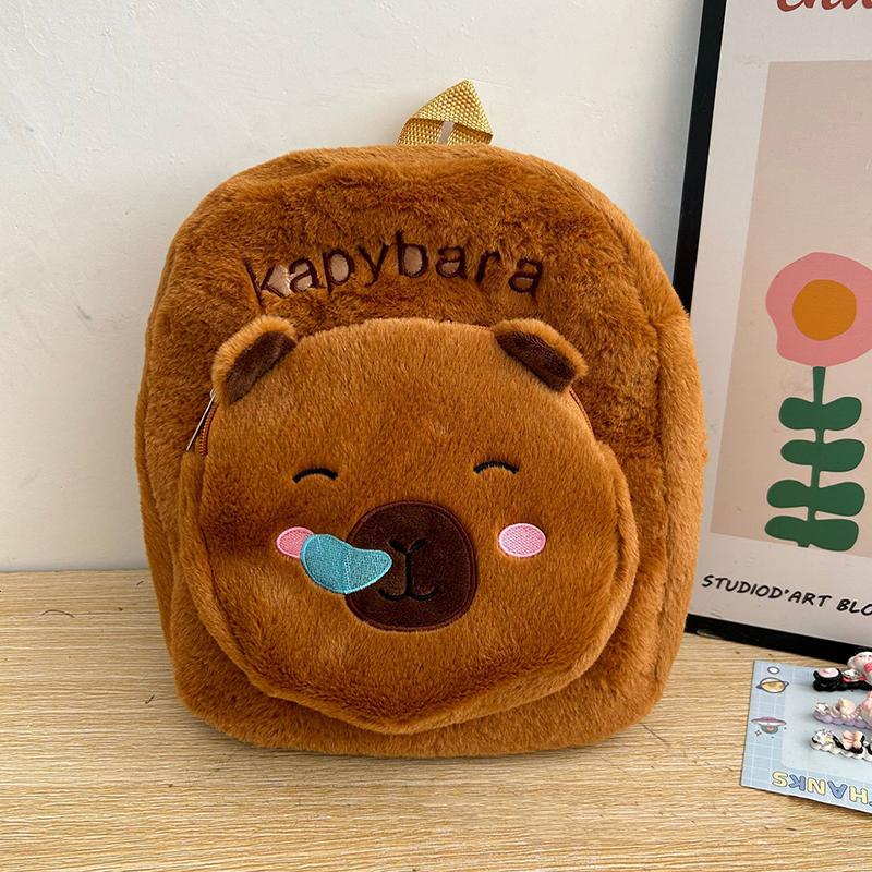 1Pc New Style Kapibala Doll Plush Backpacks Large Capacity Cartoon Capybara Backpack Plush Women Bag Gift For Kids