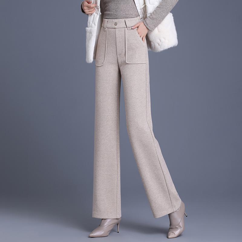 

Женские шерстяные брюки с широкими штанинами и высокой посадкой из кашемира – Коллекция Осень/Зима 2025 M грязно-белый