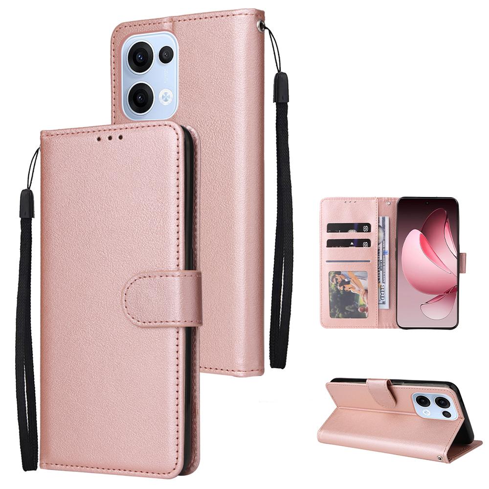 For Oppo Reno13 5G (Global) Case Wallet Stand View PU Leather Phone Cover with Wrist Strap