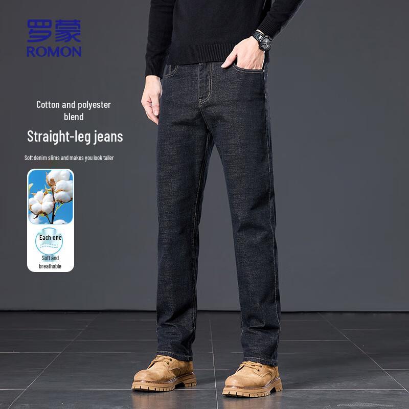 

ROMON Men s Business Casual Straight-Leg Jeans 36