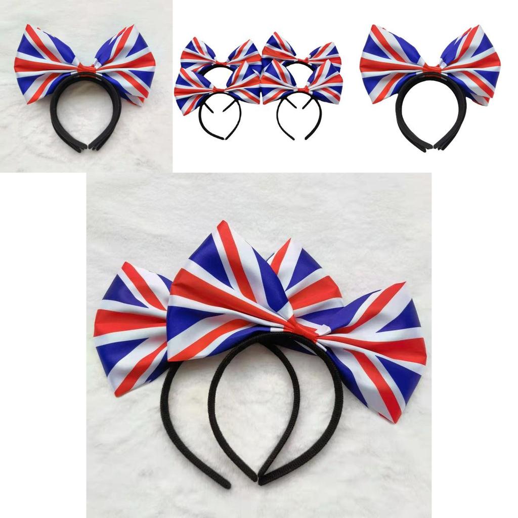 Union Jack Bow Tie Headband Hairband For Patriotic Celebrations And Platinum Jubilee Unisex