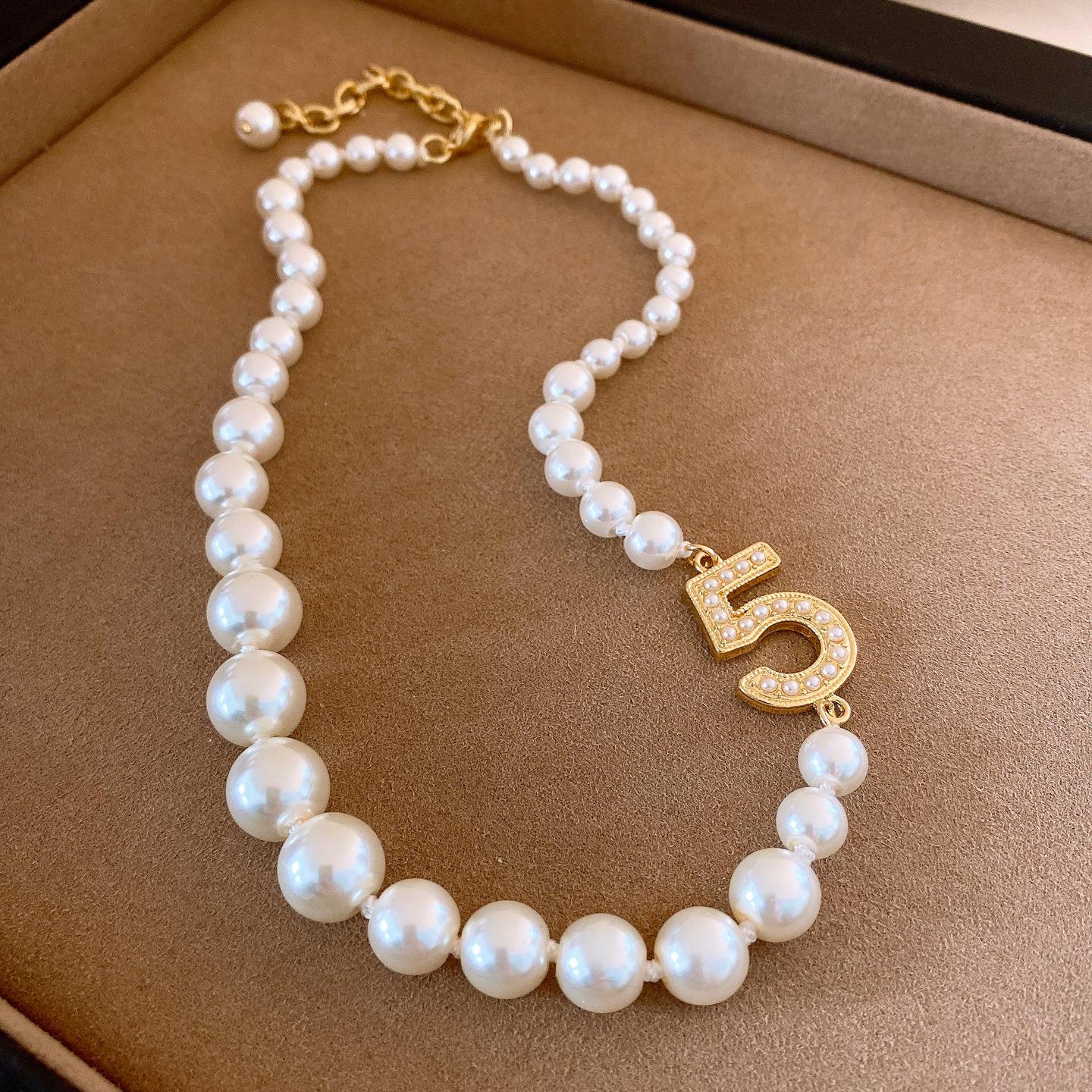 Korean temperament irregular beaded digital pearl necklace women s sweater chain necklace