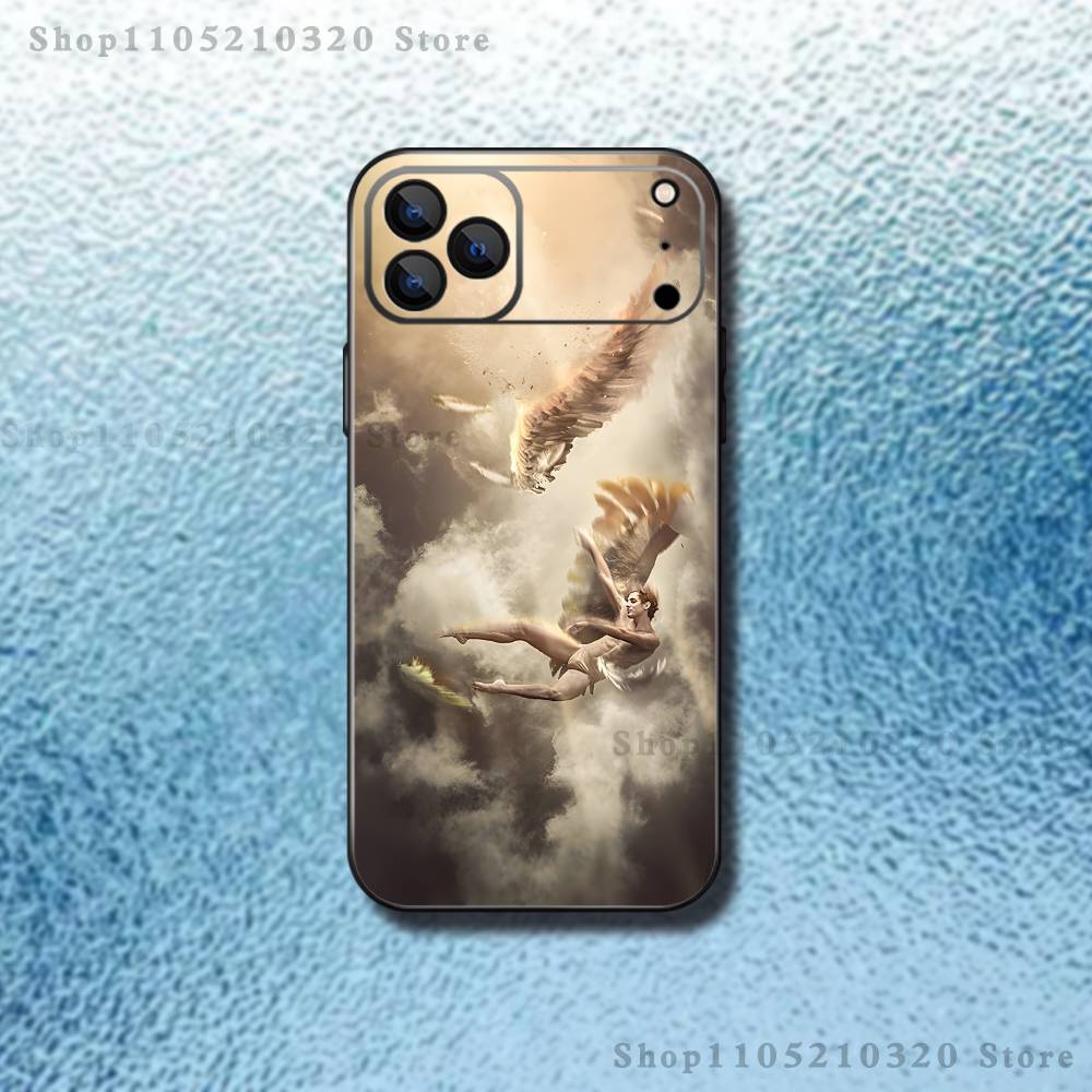 The Fallen Painting Angel Phone Case For iPhone 17,16,15,14,13,12,11,Pro,Max,Plus,E,Air,Mini Protective Black Cover