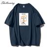Shellsuning Koszulka z nadrukiem kreskówkowym Kobiety Lato Moda Casual Prosta Krótki rękaw 100% Bawełna Miękkie T-shirty Damskie Oversize Podstawowe Top dla pary