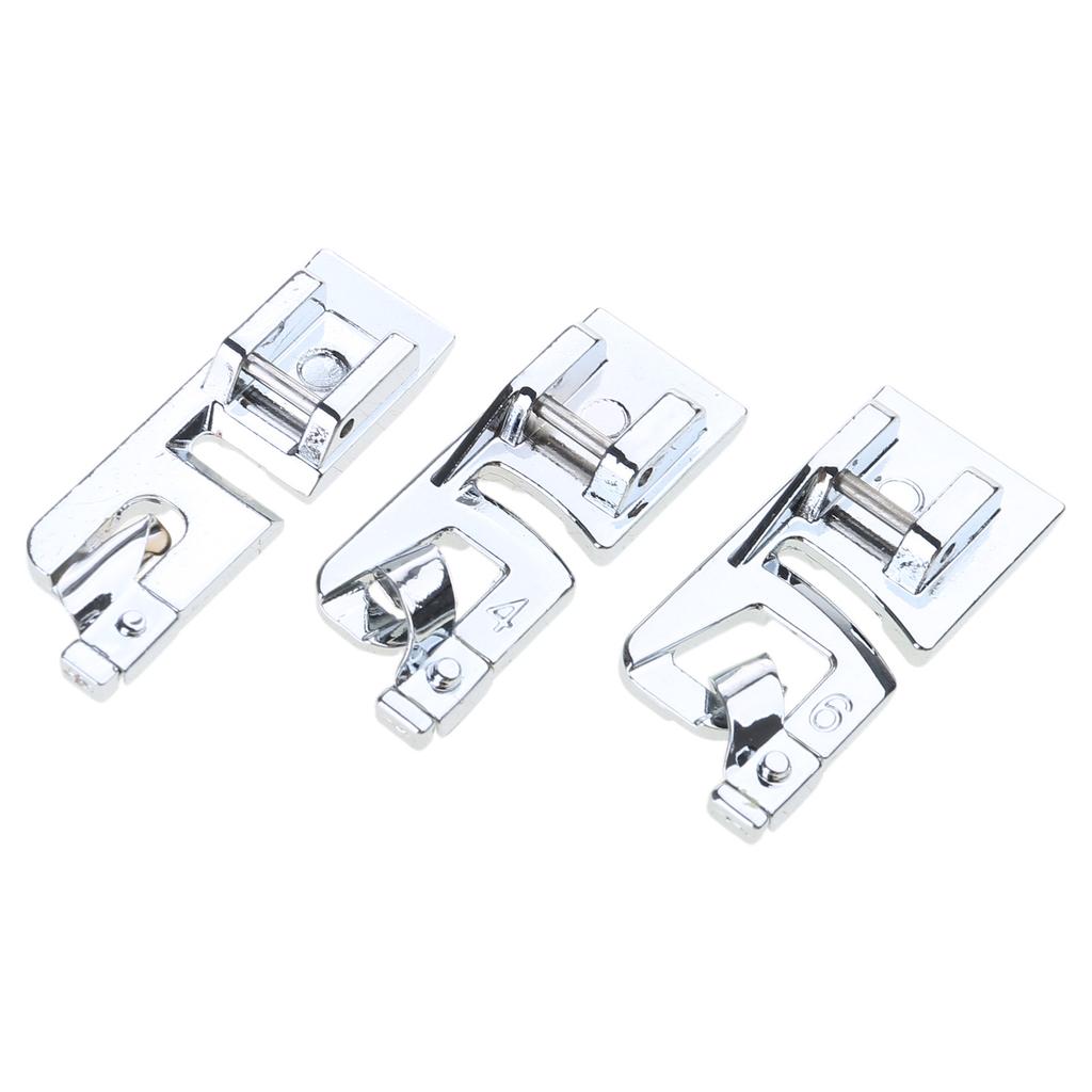 3 Size Narrow Rolled Hem Presser Foot 3mm 4mm 6mm Hemming Feet for Household Multifunctional Sewing Machine Supplies