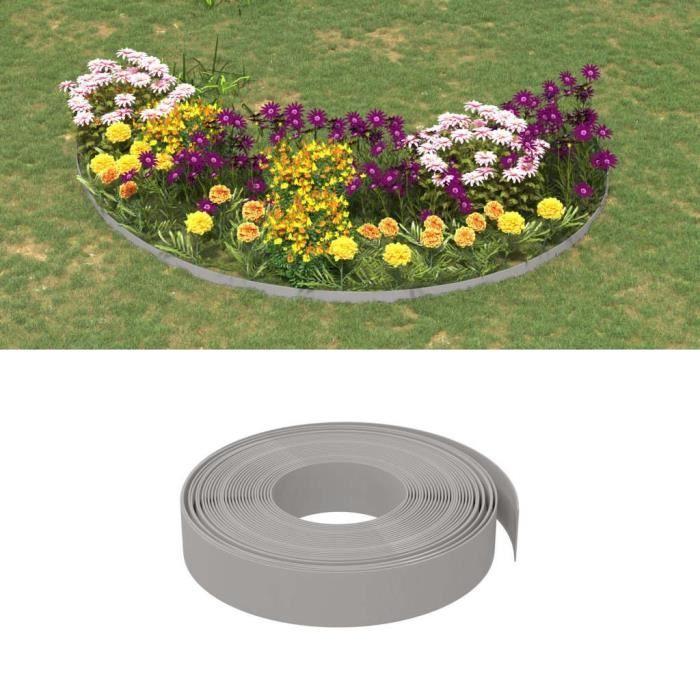 VidaXL Bordures de jardin 5 pcs gris 10 m 10 cm polyéthylène 3155431