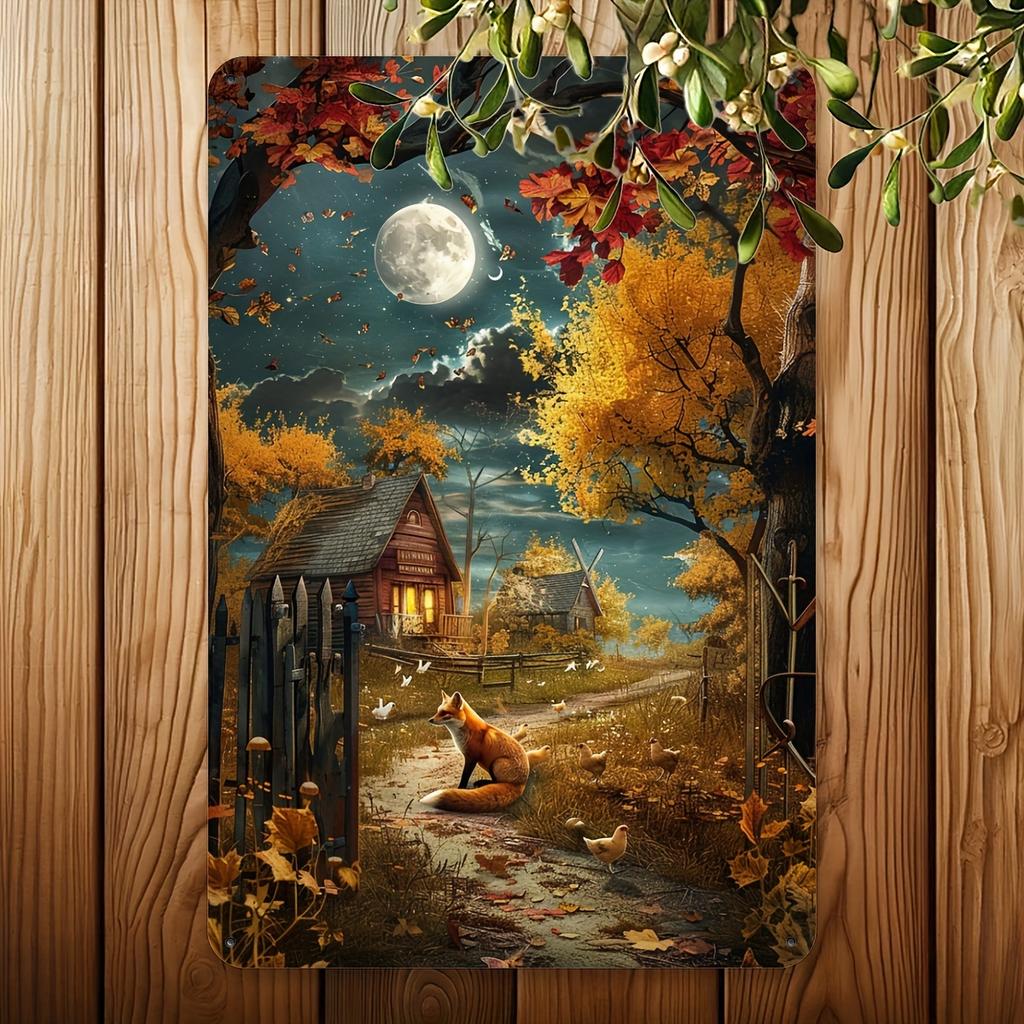 D Flat pc Tin Sign Featuring a Golden Leaf Vintage Metal Wall Plaque Poster Retro Wall Decoration for Home Garden (X