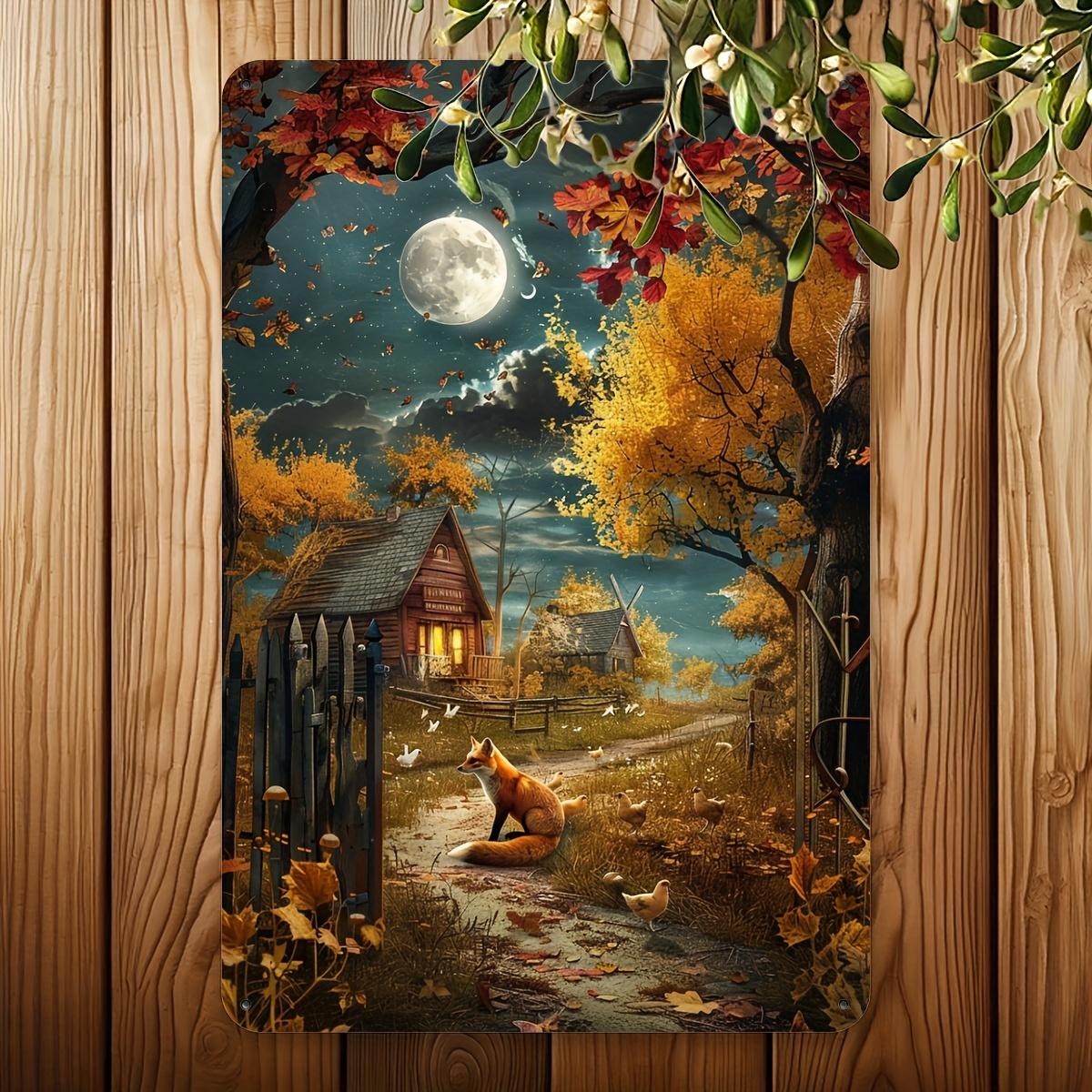 

D Flat pc Tin Sign Featuring a Golden Leaf Vintage Metal Wall Plaque Poster Retro Wall Decoration for Home Garden (X 20x30cm（7.8x11.8inch）