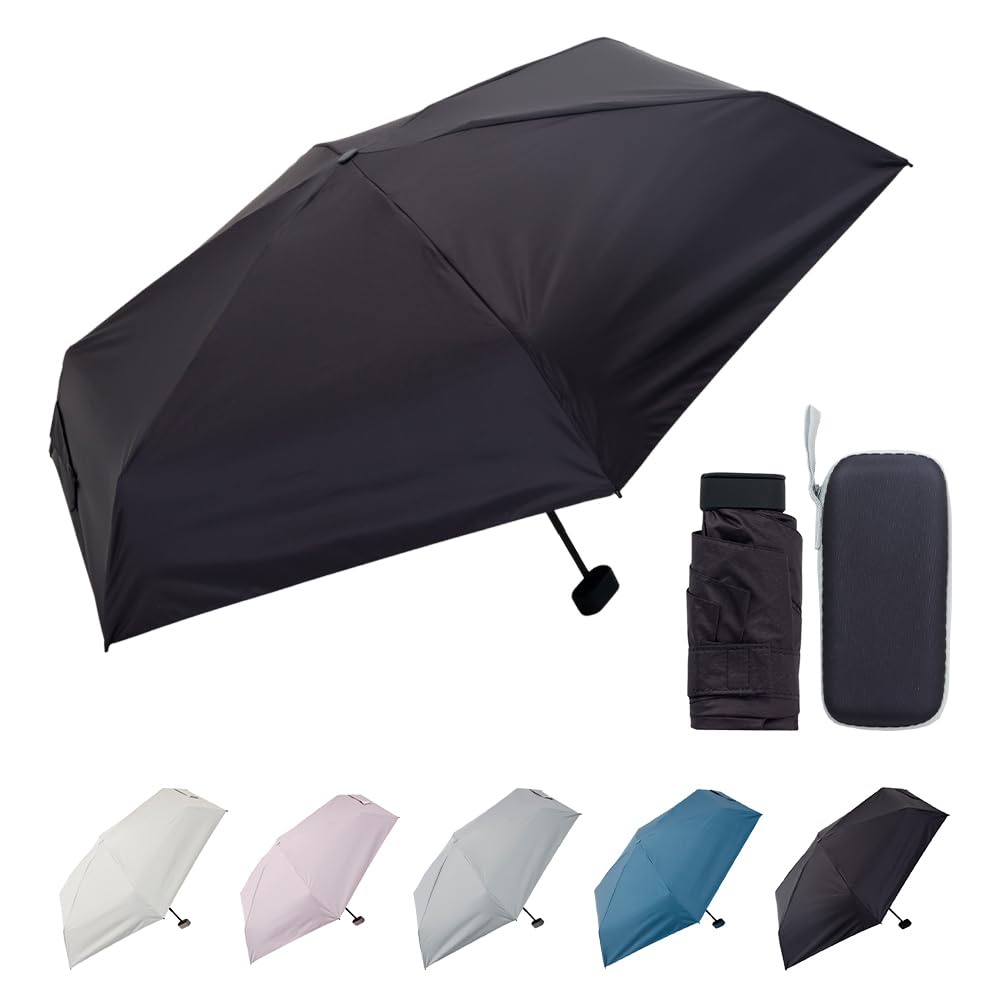 

folding umbrella in with case for easy portability UV-blocking, rain-resistant black, compact, чорний