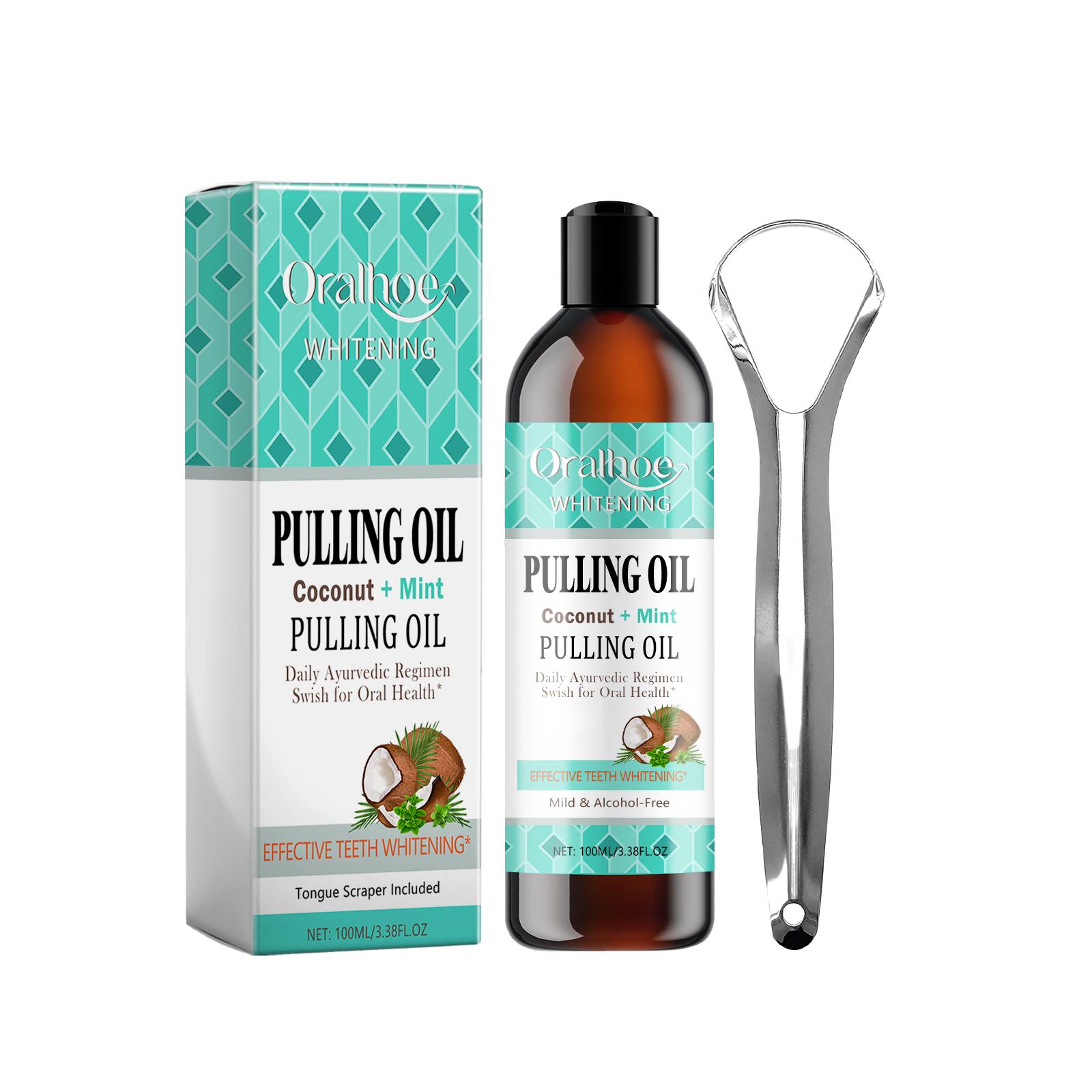 

Coconut Mint Pulling Oil Mouthwash Kit With Tongue Scraper Fresh Oral Breath Odor Removal Tongue Scraper Set Tool Mouth Care 1set