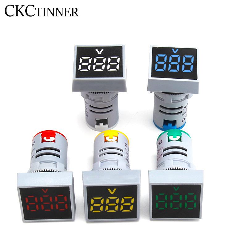 

1pcs 22mm Voltmeter LED Digital Voltage Meter Indicator Light AC 12-500V Square Panel Voltage Tester Red Blue Yellow Green White зелений