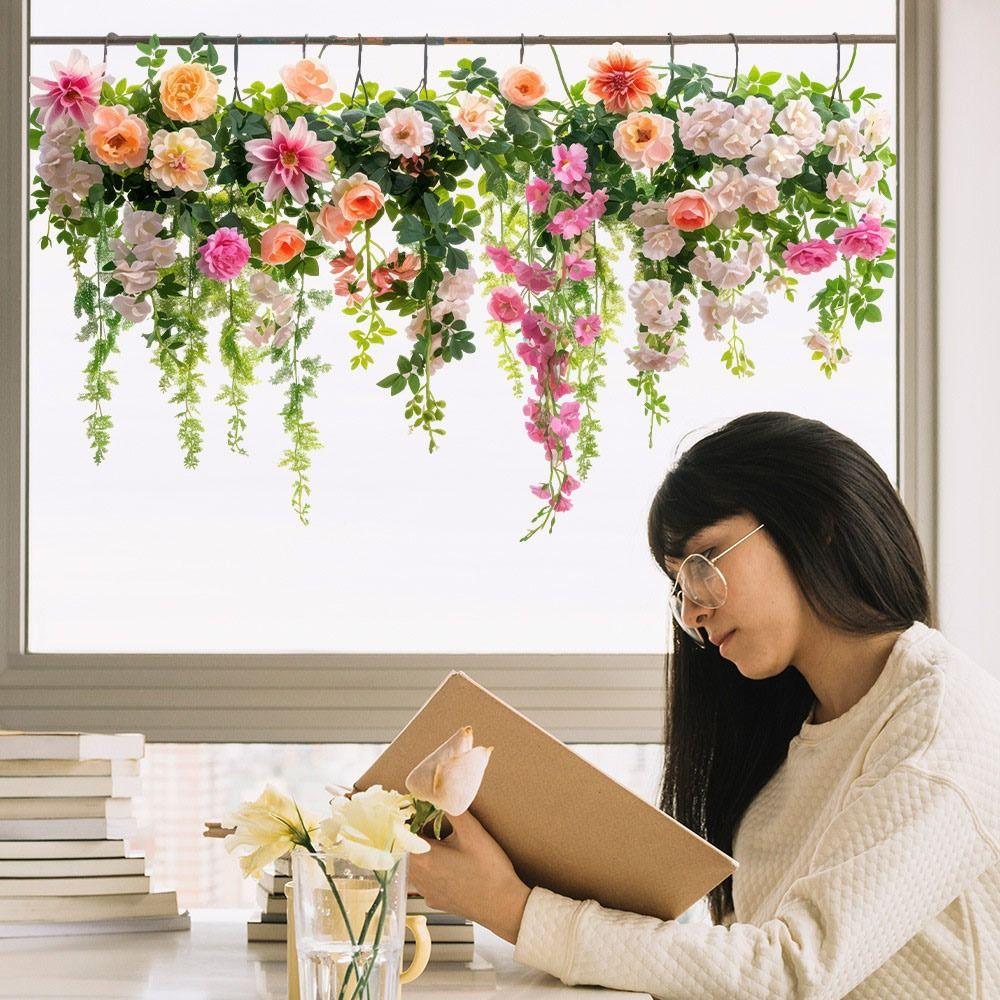 Photo Props Floral Rattan Static Stickers Double Sides Decorative Sticker NEW Glass Decals  Gift