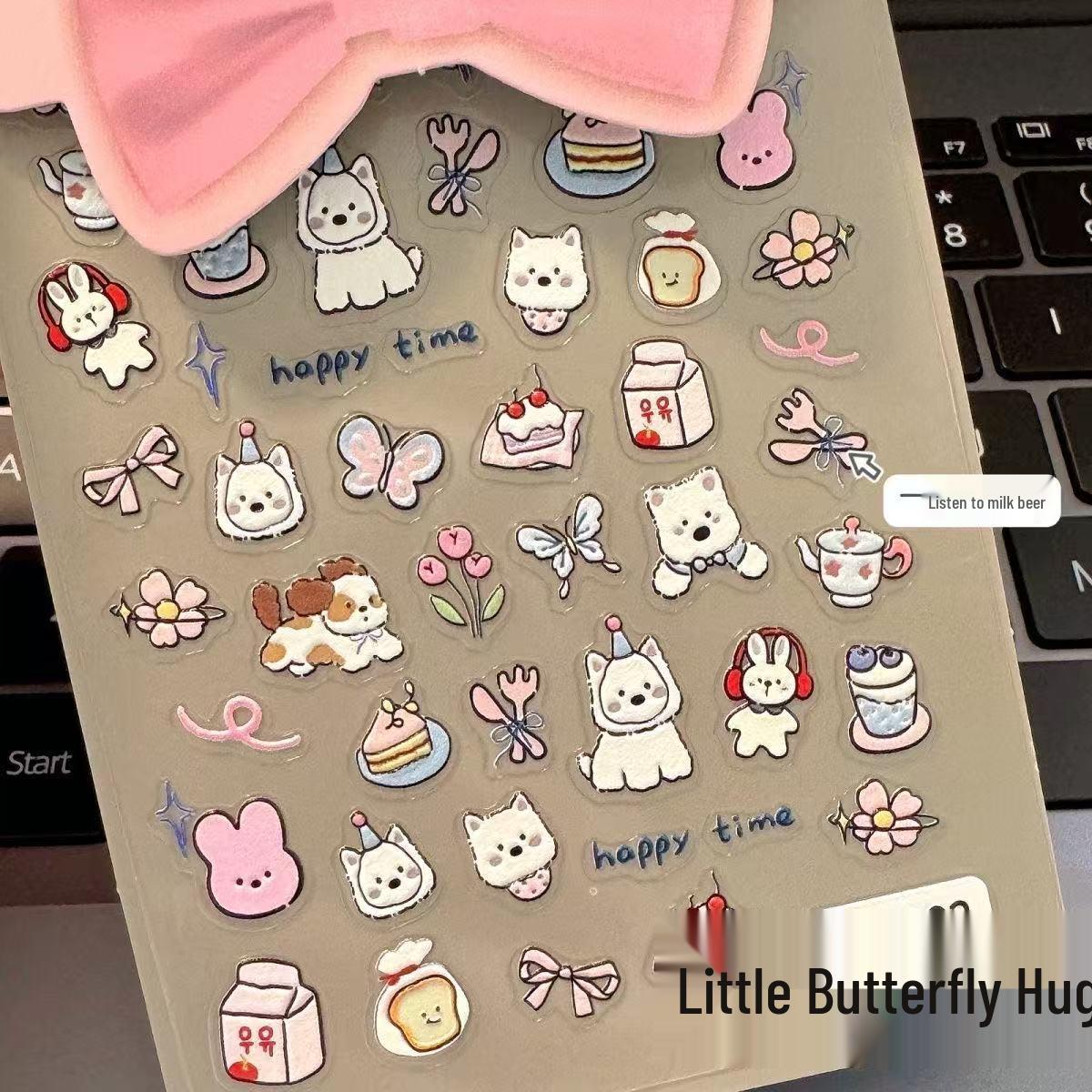 Adorable High-Value 3D Embossed Dog Nail Art Stickers, Waterproof