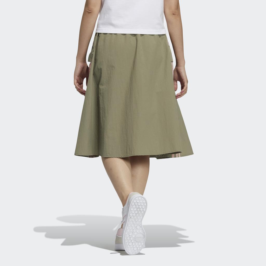 Adidas Neo August Skirt Striped Pocket Splicing Tennis Sports Long Skirt Women Skirts Green H18602
