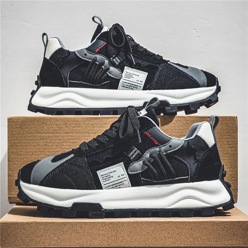 Fashion Chunky Sneaker Men Designer Retro Running Shoes Fashion Casual Microfiber Leather Breathable Height Increased Platform Shoes