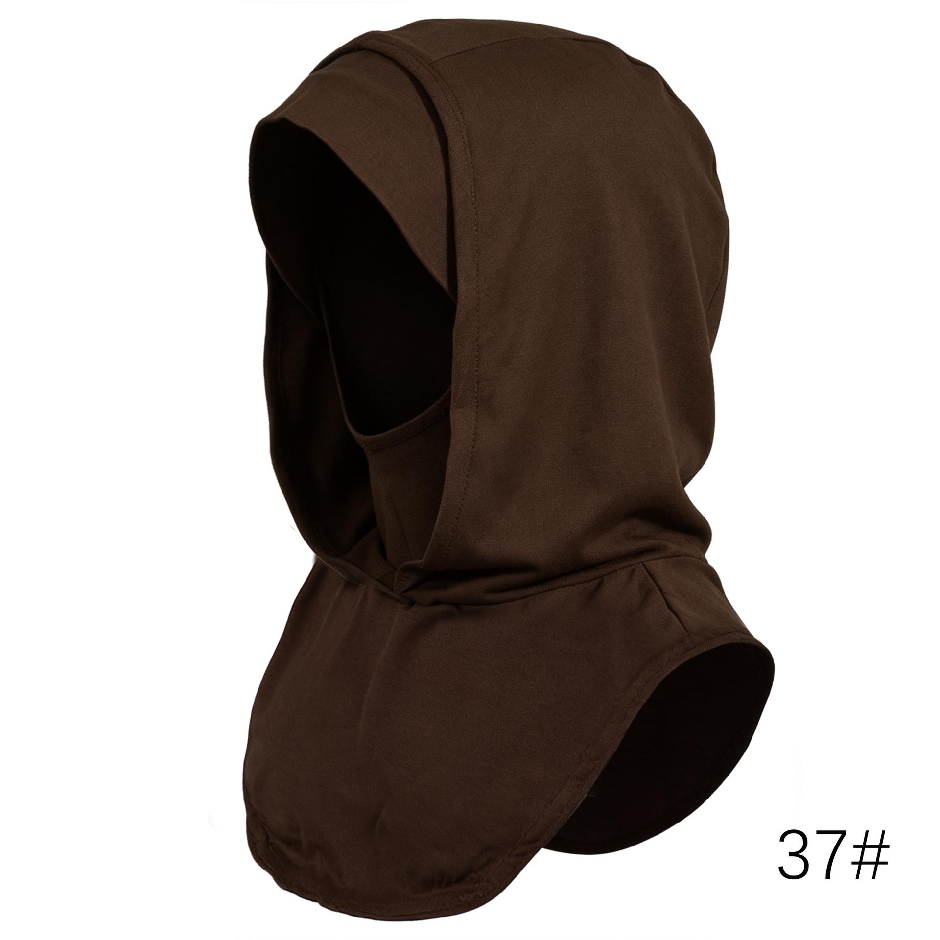 Balaclava-style Base-Layer Headscarf One-Piece Elastic Cap with Wide Brim Made Pure Cotton Scarf Hood Combined for Women Adult