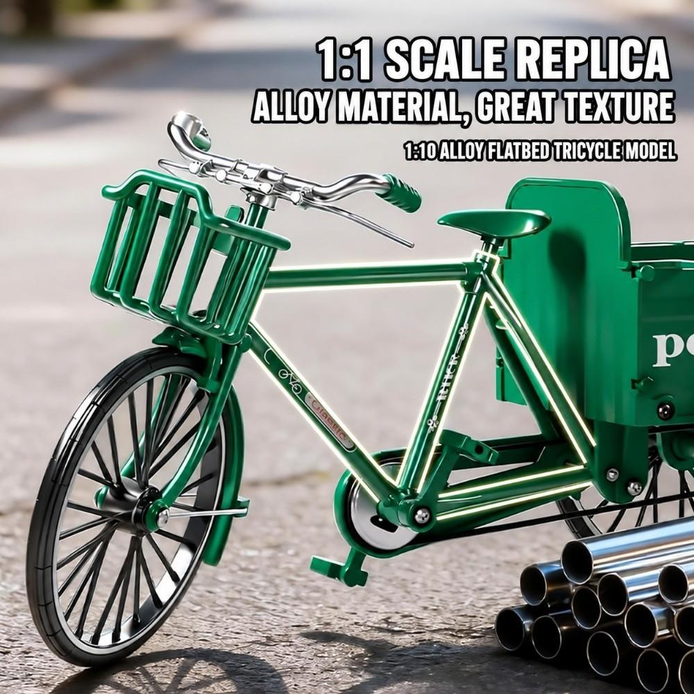 Green Black Tricycle Model Kits Alloy Assembly Bike Model Kit Retro Bike Assembly Model  for Kids