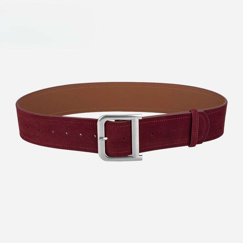 Frosted Reverse Velvet Women's Belt Alloy D-buckle Versatile Jeans Skirt High-end Genuine Leather Belt for Women
