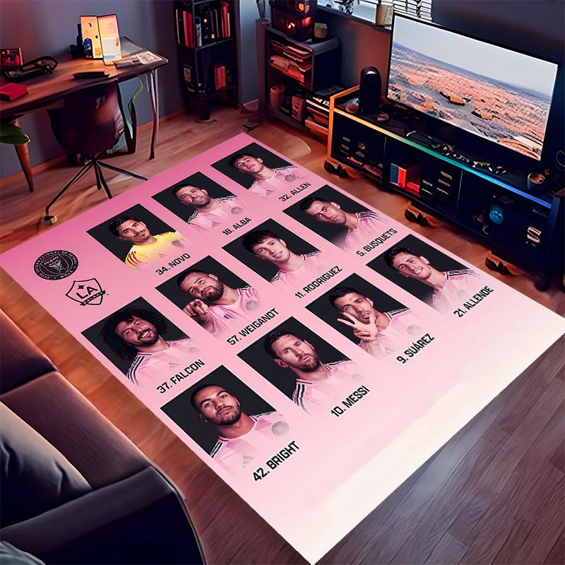 1pc Inter Miami CF Print Area Rug - Soft,Washable Non-Slip Indoor Mat for Office Chairs,Living Room,Home Office Decorative Rug