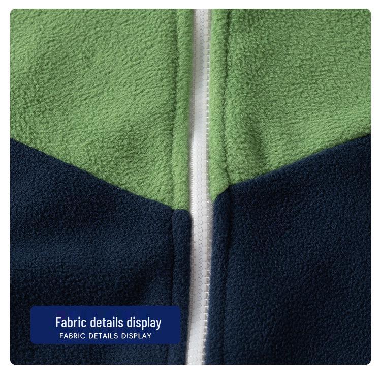 2024 Autumn Boys' Colorblock Fleece Jacket - Casual Children's Top