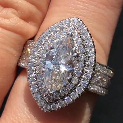 New Gorgeous Marquise Cubic Zirconia Wedding Rings Women Fashion Design Lady's Luxury Rings for Party Engagement Band Jewelry