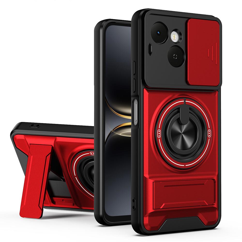 KEYSION Magnetic Phone Case for TECNO Spark 40C 4G Slide Camera Protection Upright Kickstand 360° Ring Shockproof Back Cover