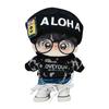 Niannyyhouse 10cm Plush Clothes: Loose Leopard Print Suit, Hat, Hoodie, Shorts, Glasses, Canvas Shoes, and Cotton Doll Accessories (Black+White)