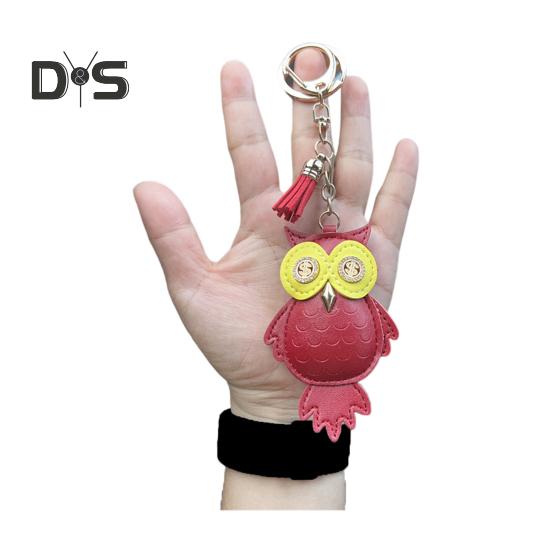 

Брелок для ключей в виде совы, компактный, легкий, из искусственной кожи, подвеска для ключей, сумок, рюкзаков, аксессуаров вино красного