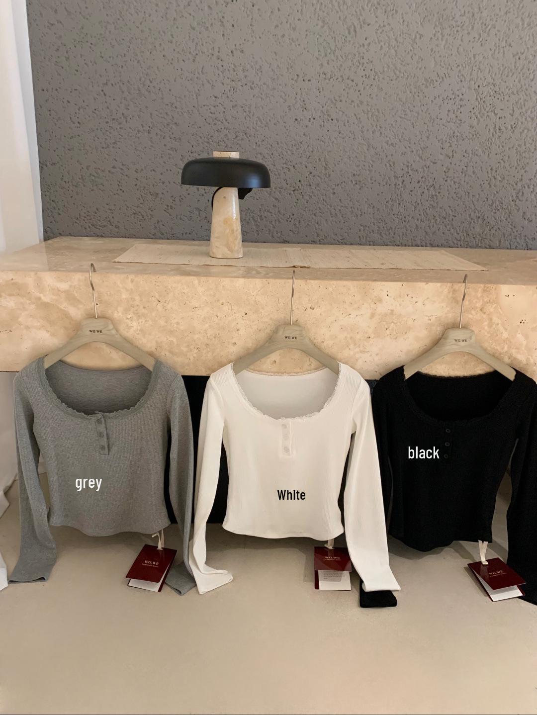 Guangzhou Hong Women s Petite U-neck Long-Sleeve T-shirt, 2025 Early Autumn Collection Medium белый