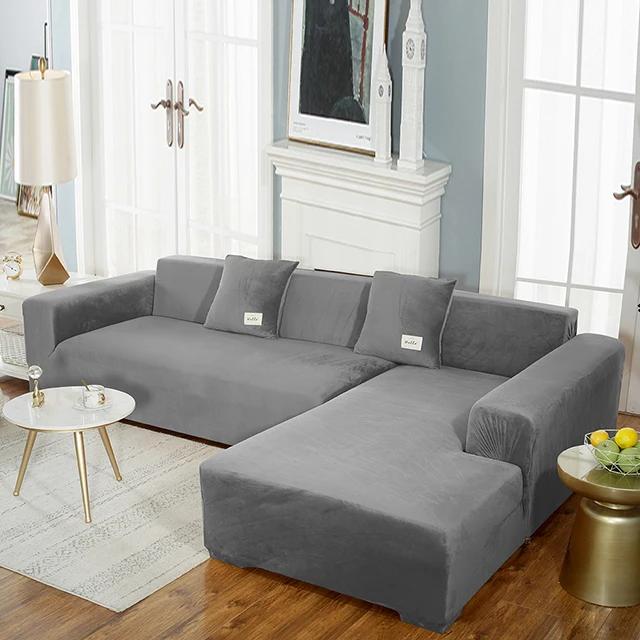Super Soft Velvet Sofa Cover For Living Room Elastic L Shaped Chaiselongue Corner Couch Slipcover Washable Armchair Sofa Covers