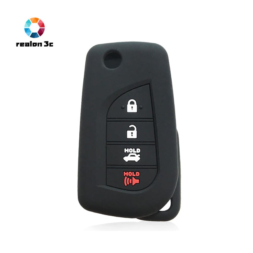 

Чехлы для автомобильных дистанционных ключей для Toyota Corolla 2020 Camry 70 Prius C-HR Scion IM Clicker Carwalaa 3/4 кнопки 4 Buttons - Black
