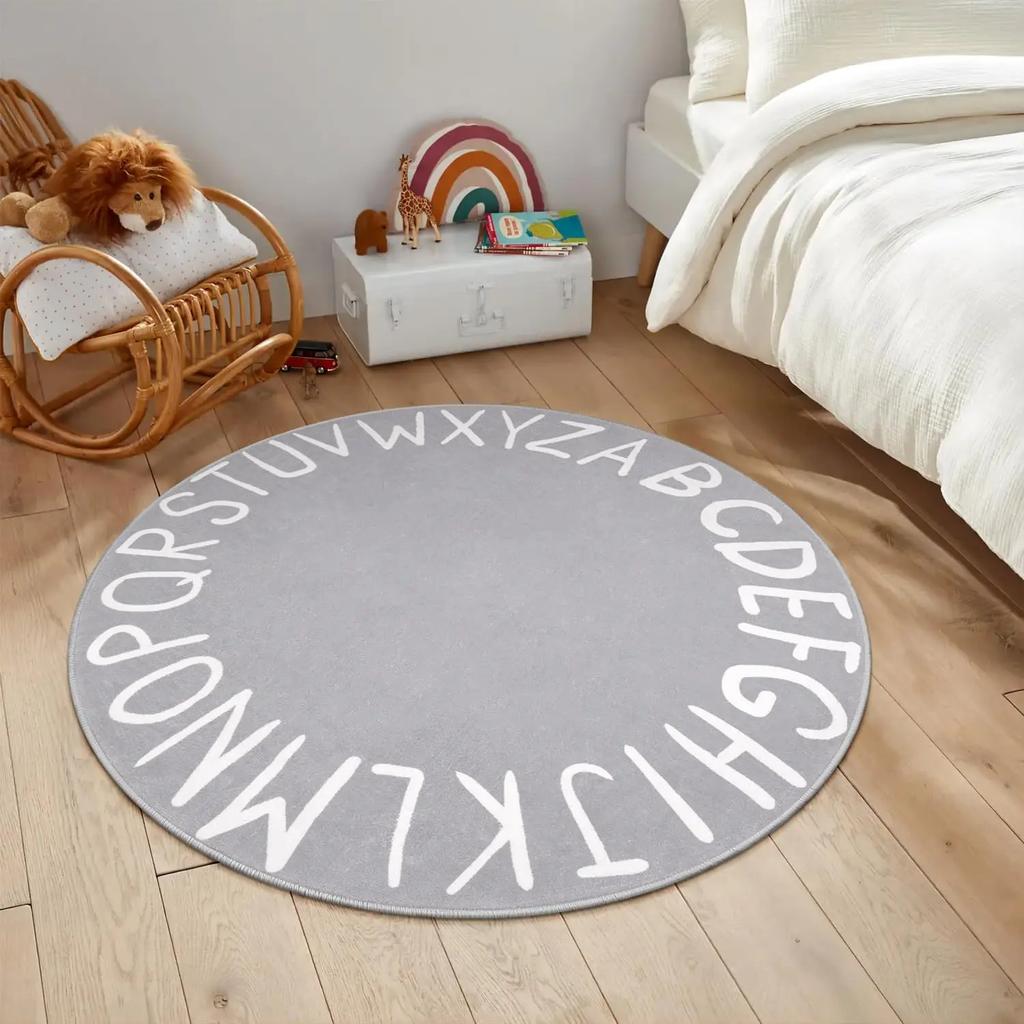 Circular ABC Letter Carpet Mat Game Room Anti Slip Floor Mat Suitable for Living Room Bedroom Carpet Home Party Decoration