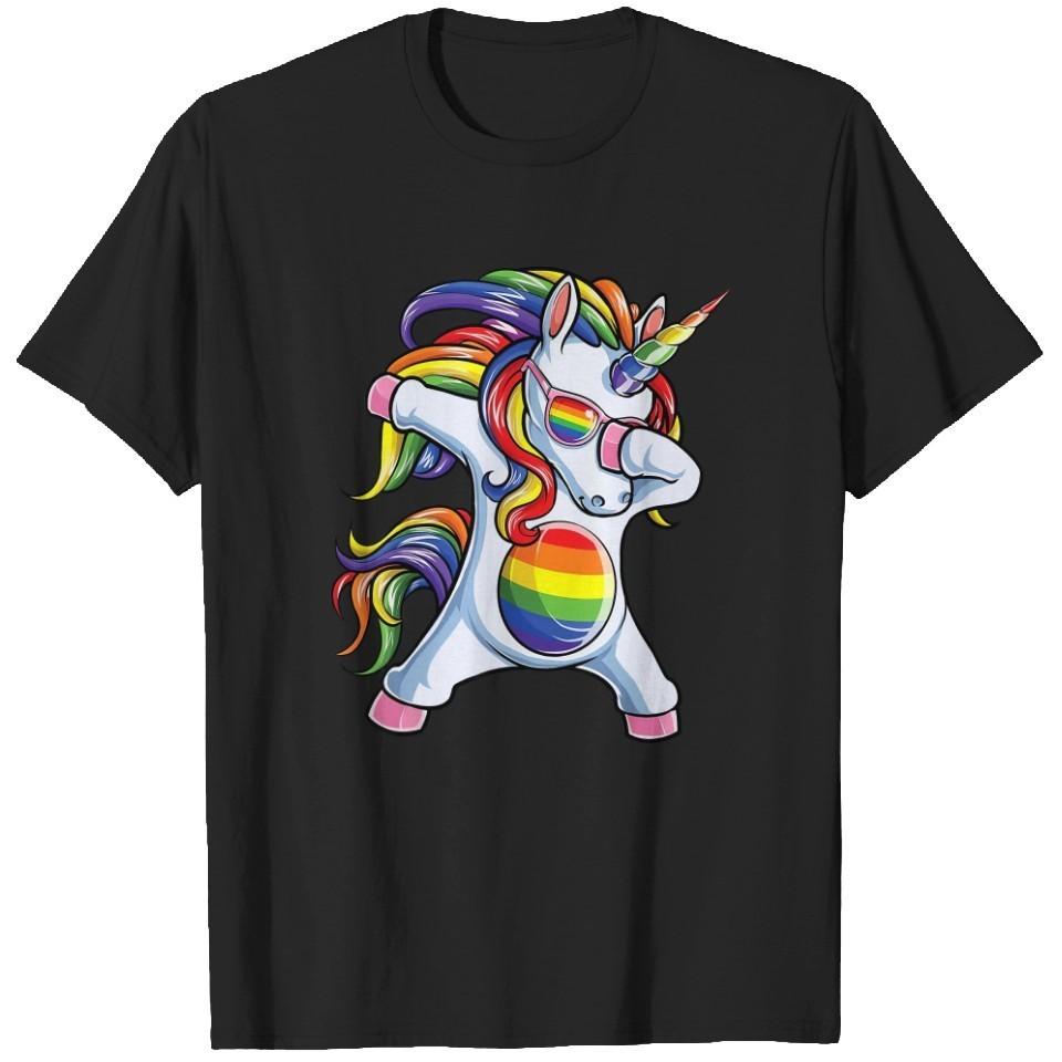 Funny Dabbing Unicorn Shirt Rainbow Cute Graphic Tee, Unisex Tshirt L