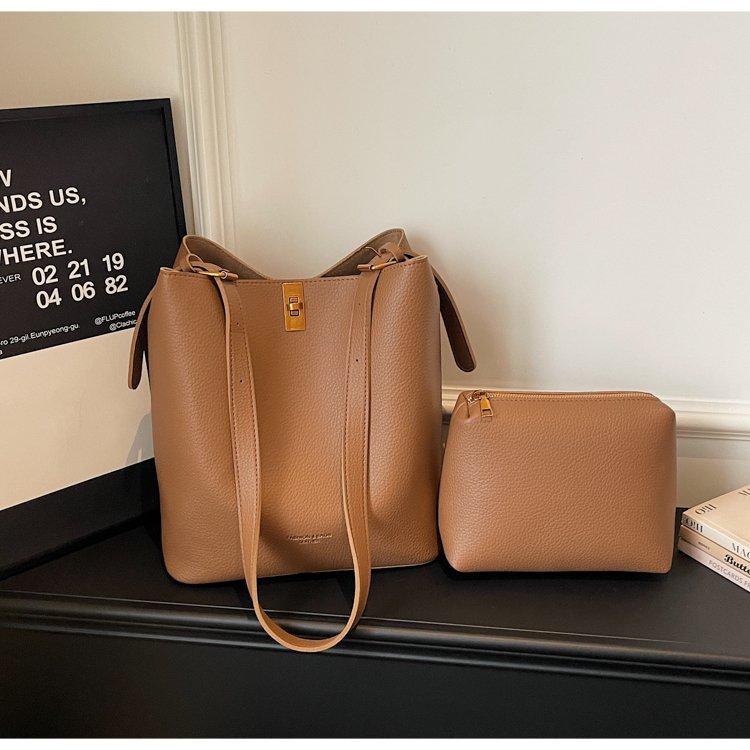 Stylish Trendy Soft Leather Shoulder Bag Girly Large Capacity Crossbody Bucket Bag Women Simple Fashi Commuter Tote Bags Gifts