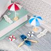 7 bucăți Plajă Micro Peisaj Decorat Sezlong în miniatură cu umbrelă de soare Decorare plajă în miniatură pentru Doll Beach Micro Peisaj DIY Decorare