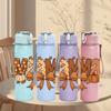 1PC Bow Mama Letter Pumpkin 750ml Color Plastic Sports Water Bottle Leakproof Flip Straw Lid Suitable for Sports Office Home Use