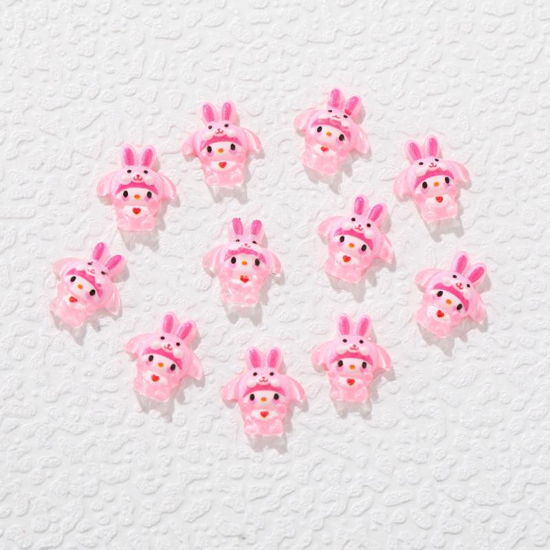 60 Pcs New 3D Mini Cartoon Puppy Little Rabbit Lovely Resin Flat Back Scrapbook Diy Nail Decoration Component Holiday Gifts A6