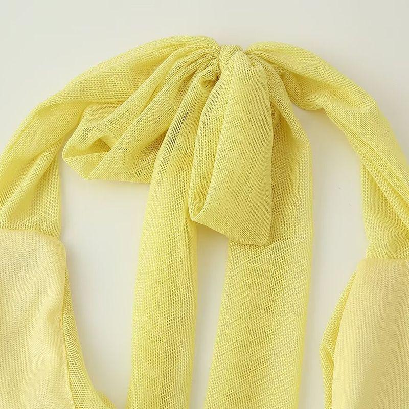 Kaslead New Women clothes Western Style Fashion Simple Solid Sexy Hanging Neck Backless Dress