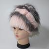 Winter Hand Knitted Real Rex Rabbit Fur Hat Women Warm Quality Rex Rabbit Fur Hats With Fox Fur Lady Natural Soft Real Fur Caps
