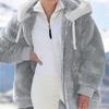 Warm, los en veelkleurig pluche damesjack met capuchon voor herfst en winter